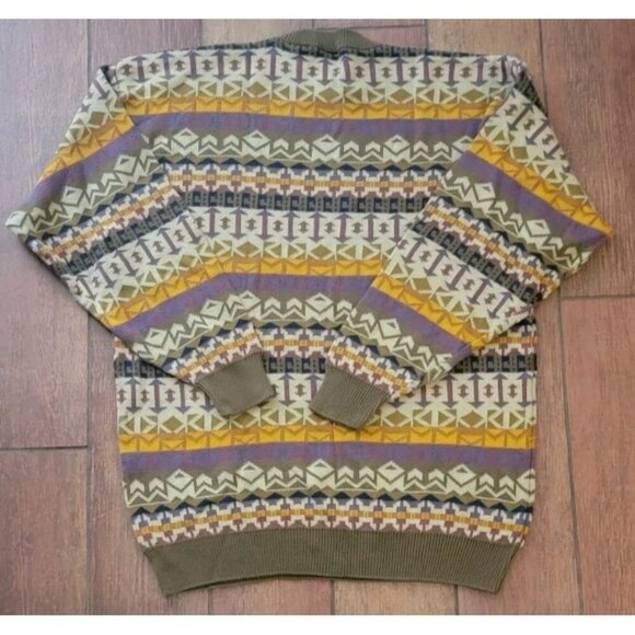 Fiume Sweater Pullover Ribbed Long Sleeve Geometric Aztec XL Vintage Pattern - Picture 8 of 8